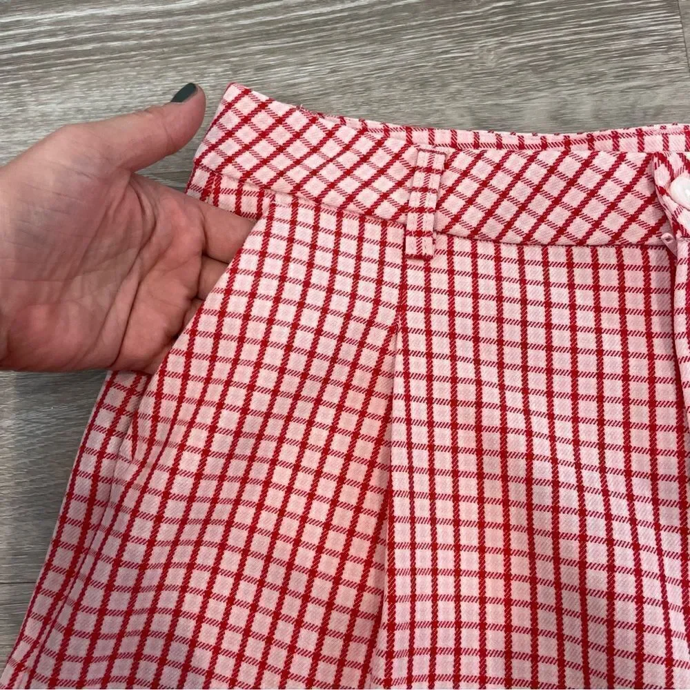 Twik Plaid Red And Whit High Waist Bermuda Retro shorts M - Picture 5 of 10
